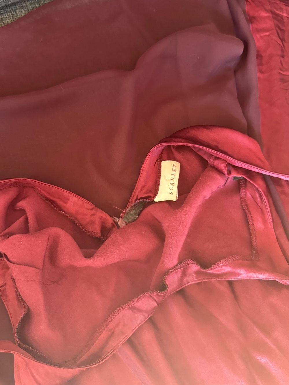 RARE Vintage Scarlet Wine Red Satin Slip Maxi Gown With Low Back & Train - Picture 5 of 12